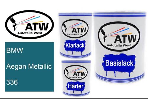 BMW, Aegan Metallic, 336: 1L Lackdose + 1L Klarlack + 500ml Härter - Set, von ATW Autoteile West.